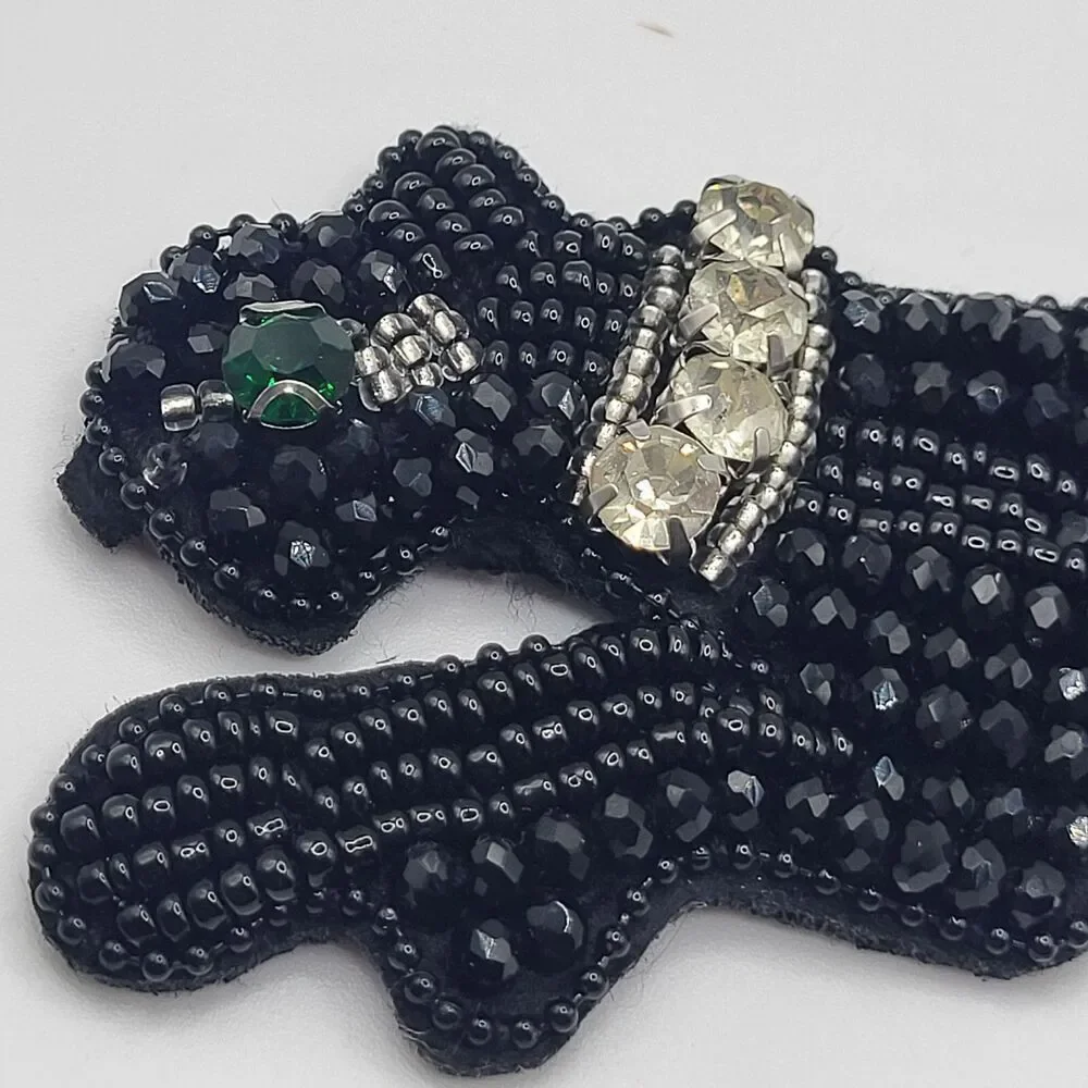 Beaded Leopard Applique Sew on Rhinetone 5in long